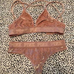 VS pink velvet set